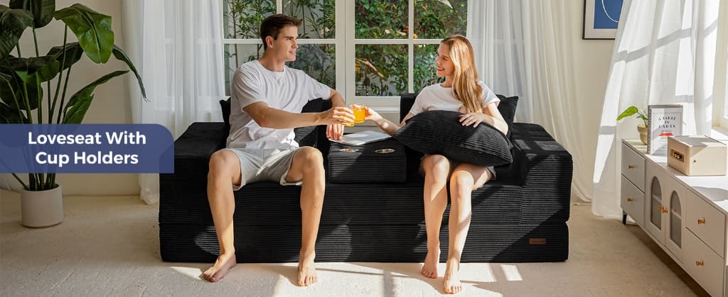 Evvo Cloud Loveseat with cup holders